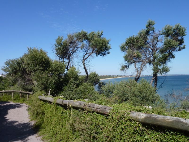 Beaumaris - Beach around end of Charman Road: View from cliff top path opposite Cliff Gv