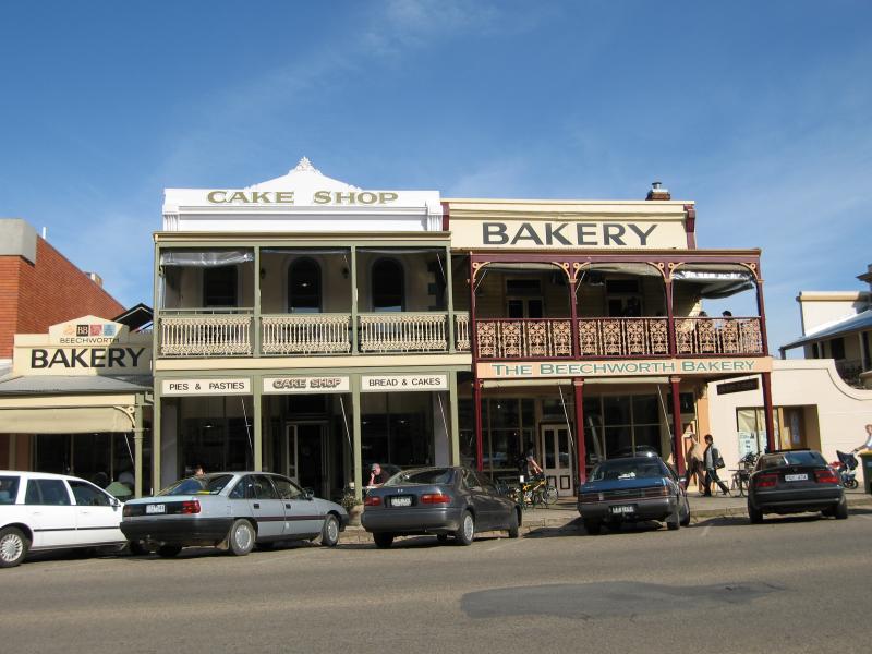 Beechworth - Commercial centre and shops, Ford Street and Camp Street: Beechworth Bakery, Camp St