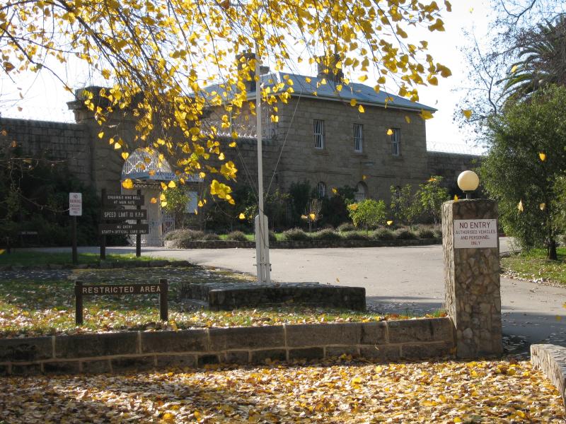 Beechworth - Historic Precinct, Ford Street between Camp Street and Williams Street: Entrance to Beechworth Gaol, Williams St