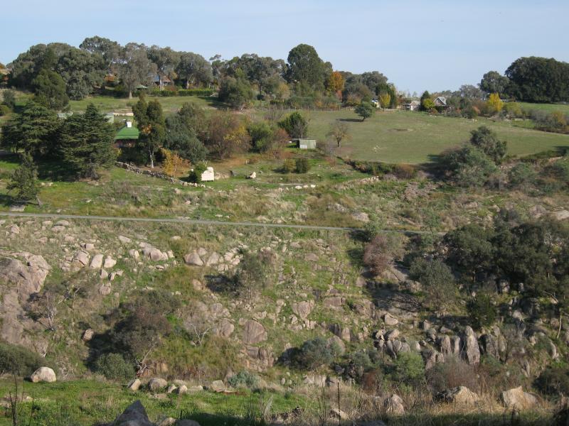 Beechworth - Newtown Bridge and Newtown Falls, Bridge Street at Gorge Road: View north-west across gorge and Spring Creek from Ford St