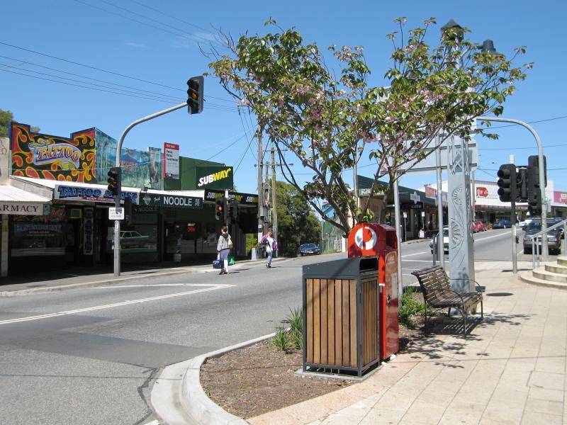 Belgrave - Shops and commercial centre, Main Street and Bayview Road: View south-west along Main St towards Blacksmiths Way
