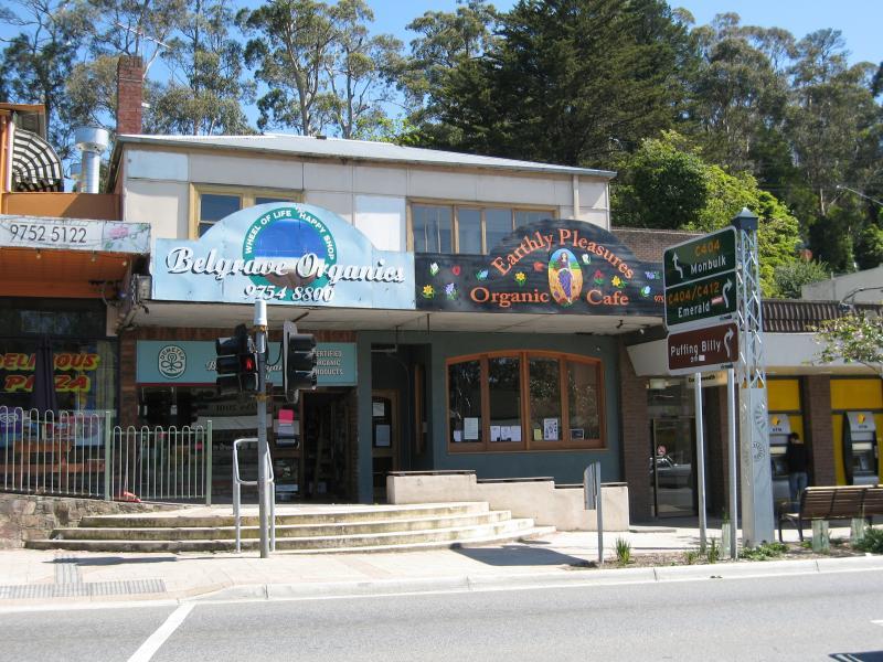 Belgrave - Shops and commercial centre, Main Street and Bayview Road: Shops along west side of Main St, south of Monbulk Rd
