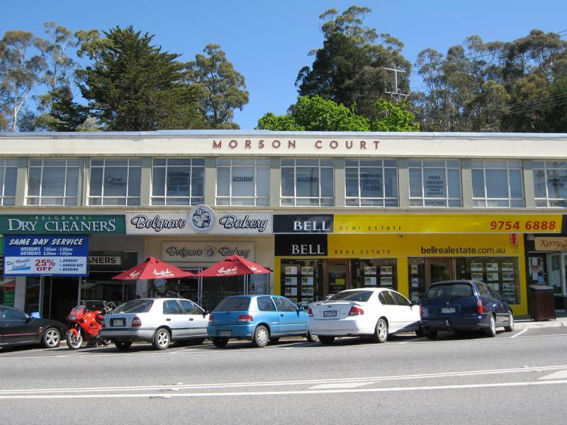 Belgrave - Shops and commercial centre, Main Street and Bayview Road: Morson Court building, west side of Main St near Terrys Av