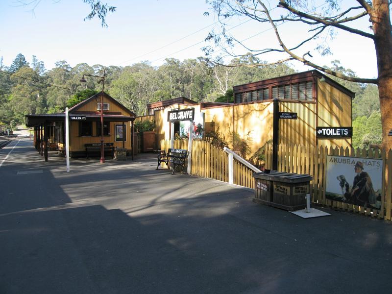 Belgrave - Puffing Billy railway station, north side of Bayview Road: View north-east along platform from station