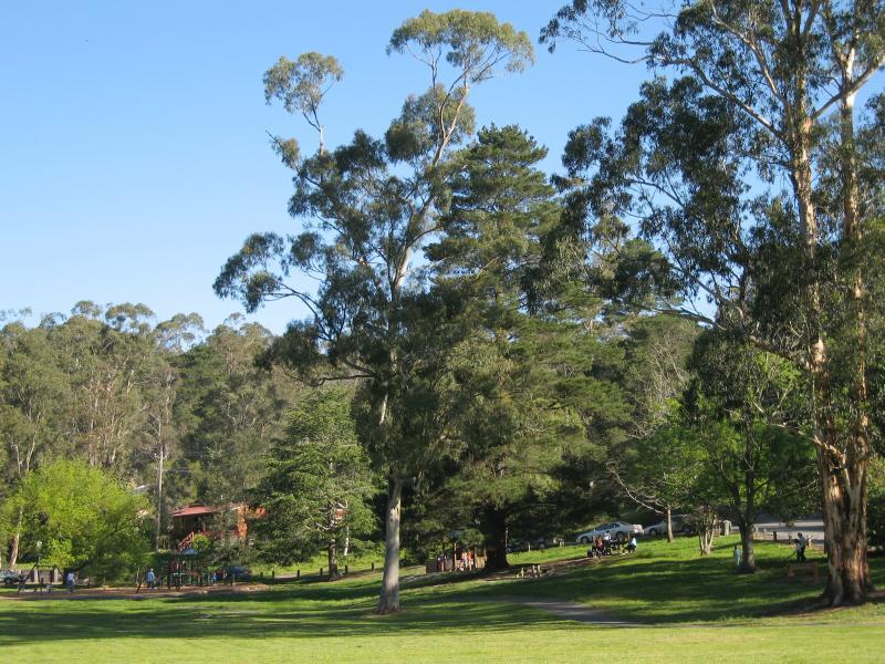 Belgrave - Belgrave Lake Park: View across central oval towards playground
