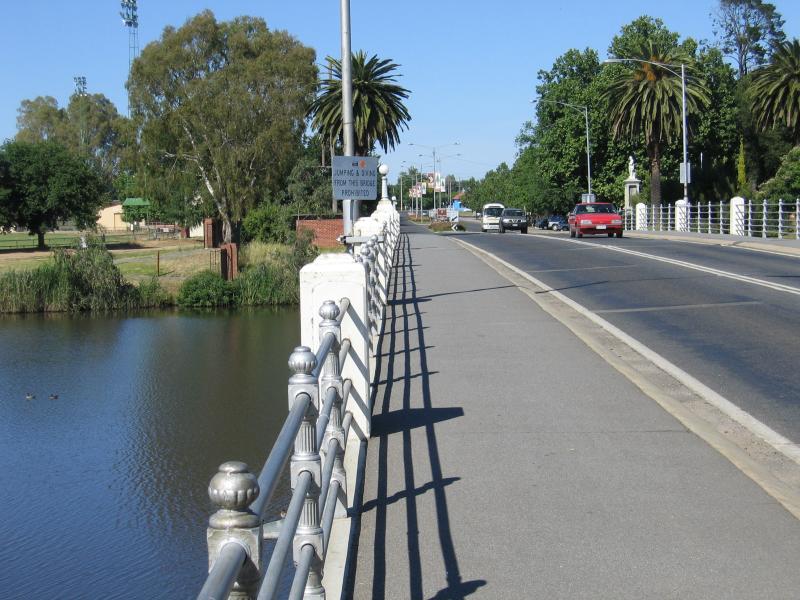 Benalla - Lake Benalla, around Bridge Street: View west across lake from bridge