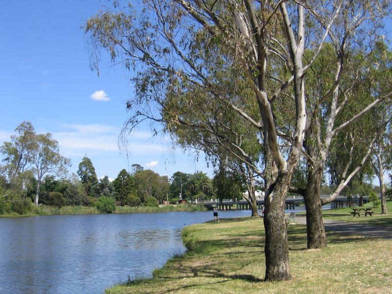Benalla - Lake Benalla, southern section around Council Offices and Jaycee Island - View north-west along Lake Benalla from Council Offices
