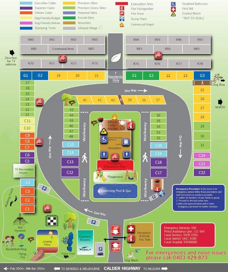 BIG4 Bendigo Marong Holiday Park - Park map