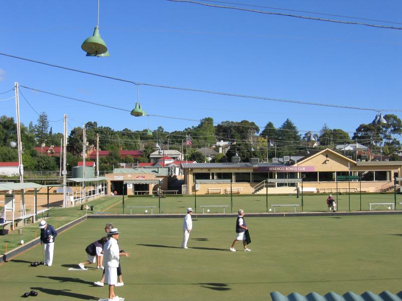 Bendigo - Recreational precinct around Park Road and Barnard Street: Bendigo Bowls Club, viewed from Gaol Rd