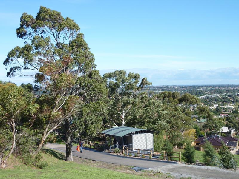 Berwick - Wilson Botanic Park: Westerly view from pathway below Hoo Hoo lookout tower