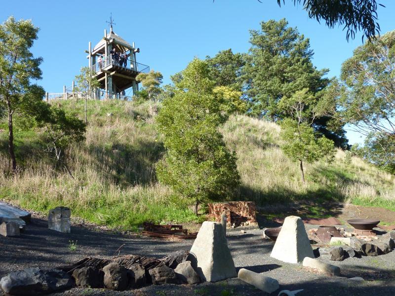 Berwick - Wilson Botanic Park: Artefact display below Hoo Hoo lookout tower