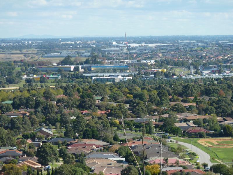 Berwick - Wilson Botanic Park: Westerly view towards Fountain Gate Shopping Centre from Hoo Hoo lookout tower