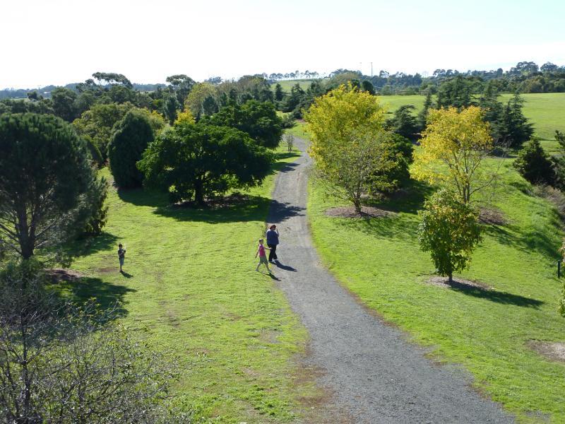 Berwick - Wilson Botanic Park: North-easterly view along pathway from Hoo Hoo lookout tower