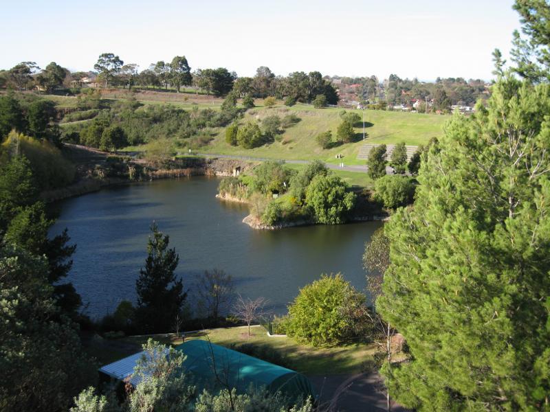Berwick - Wilson Botanic Park: View towards eastern end of Anniversary Lake from near Hoo Hoo lookout tower