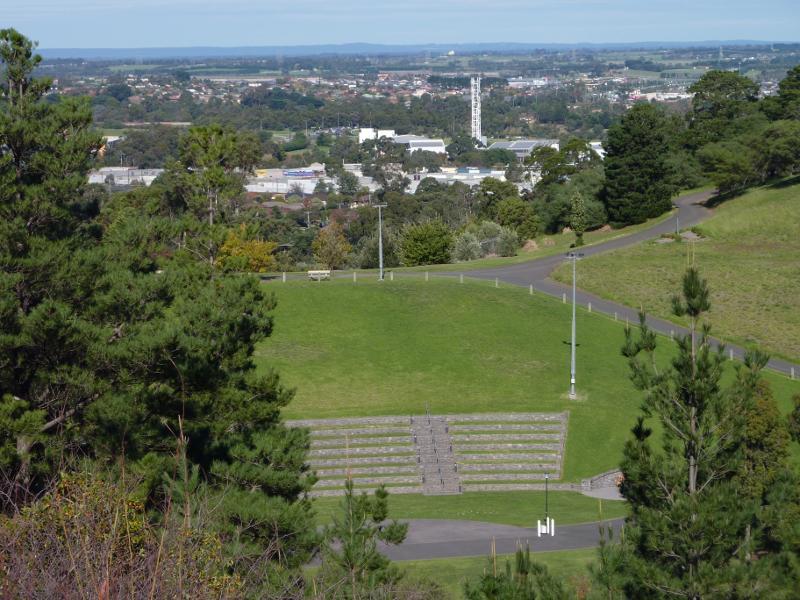 Berwick - Wilson Botanic Park: View south from Bens Lookout towards amphitheatre and Monash University