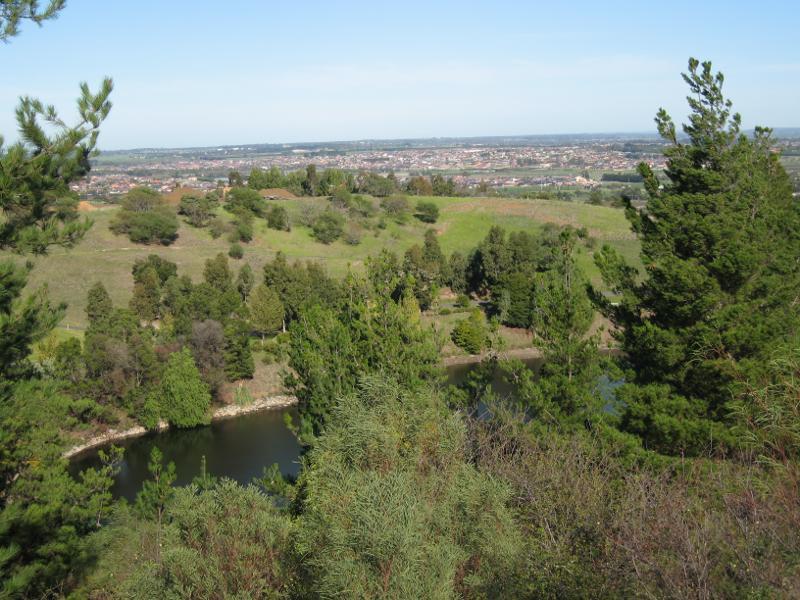 Berwick - Wilson Botanic Park: View across Basalt Lake from Bens Lookout