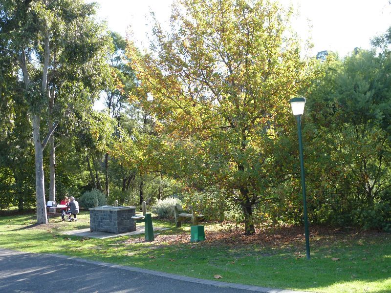 Berwick - Wilson Botanic Park: Picnic and BBQ area along southern side of Anniversary Lake