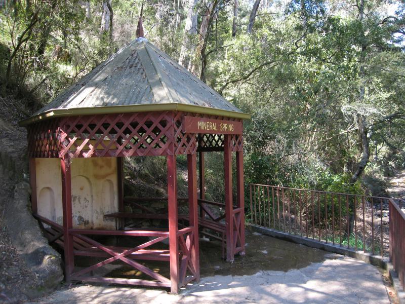 Blackwood - Mineral Springs Reserve at Lerderderg River, Golden Point Road: Mineral spring on other side of river