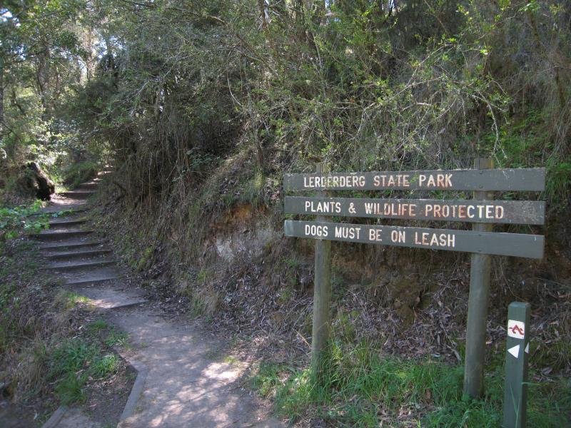 Blackwood - Mineral Springs Reserve at Lerderderg River, Golden Point Road: Walking track through Lerderderg State Park from mineral spring on other side of river