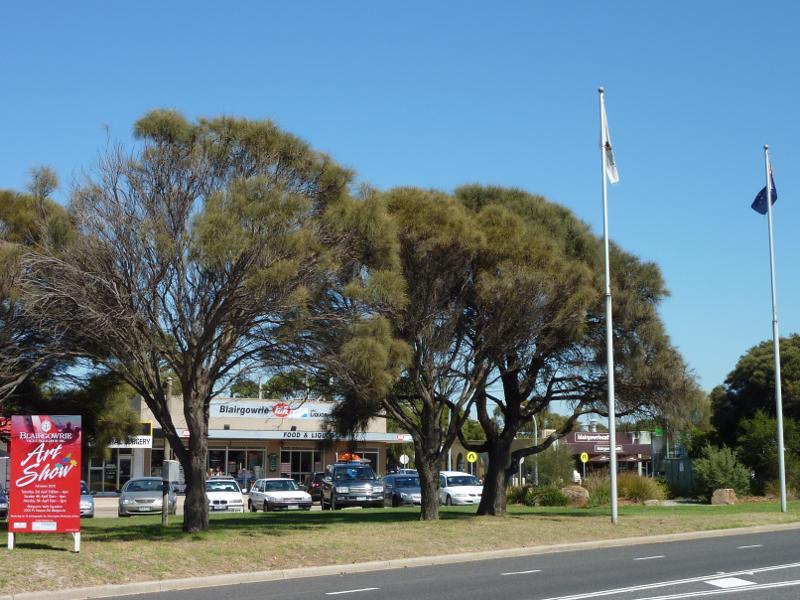 Blairgowrie - Commercial centre and shops, Point Nepean Road service road: View from Point Nepean Road towards shops near corner of Wilson Rd