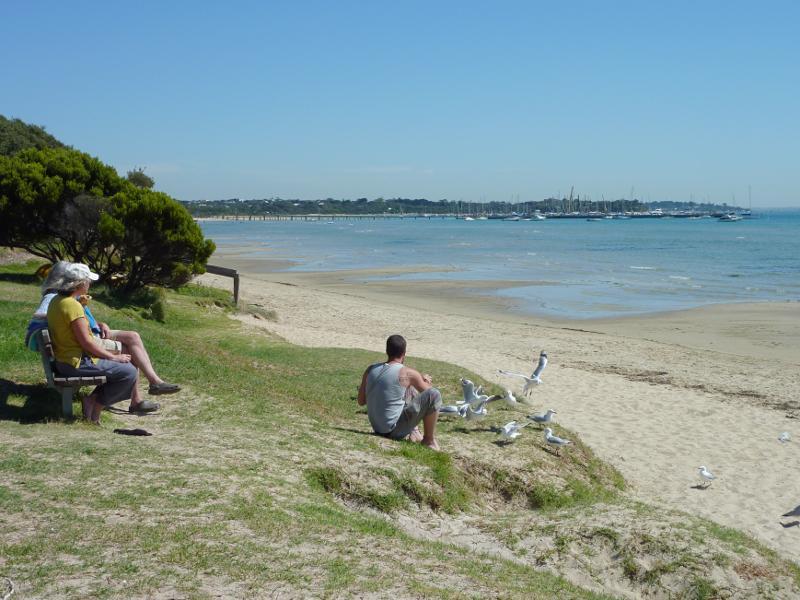 Blairgowrie - Foreshore and beach along Point Nepean Road opposite Wilson Road - View north-west from foreshore towards boat harbour