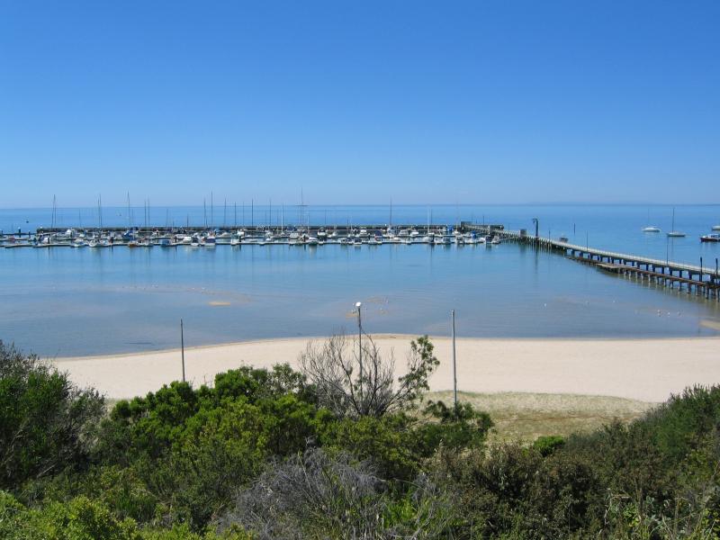 Blairgowrie - Blairgowrie Yacht Squadron boat harbour: View of boat harbour from car park on Point Nepean Rd