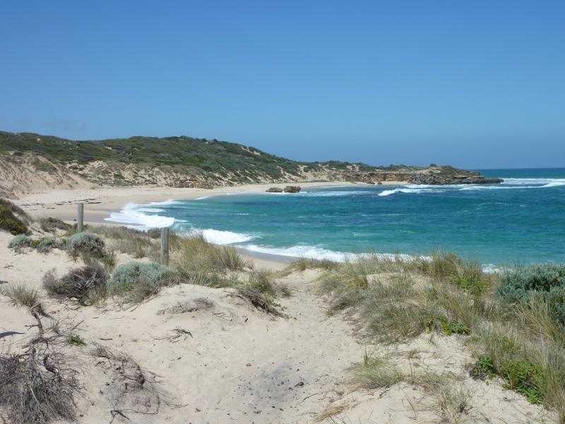 Blairgowrie - Koonya Ocean Beach, off southern end of Hughes Road: View south-east along foreshore towards Pelly Point