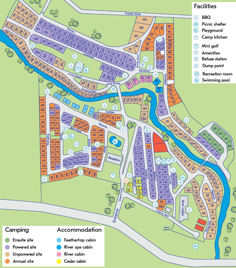 NRMA Bright Holiday Park - Park map