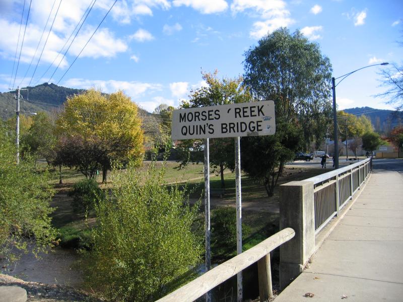 Bright - Gavan Street area: View west along Quins Bridge over Morses Creek