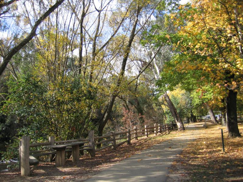 Bright - Howitt Park, Centenary Park, Ovens River: Walking path along river at playground, Howitt Park