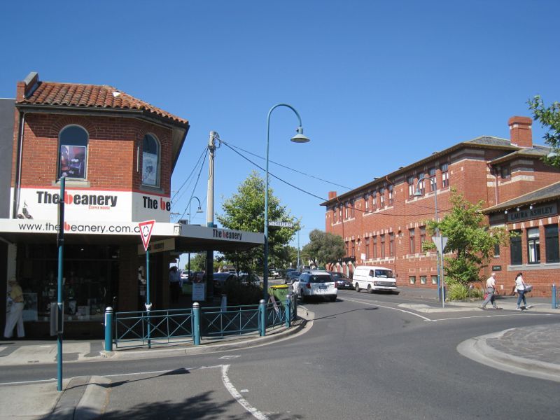 Brighton - Shops along Church Street: View north-east along Carpenter St at Church St