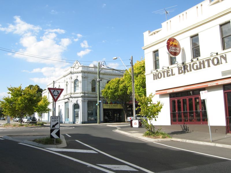 Brighton - Shops along Bay Street: Hotel Brighton, corner St Andrews St and Bay St
