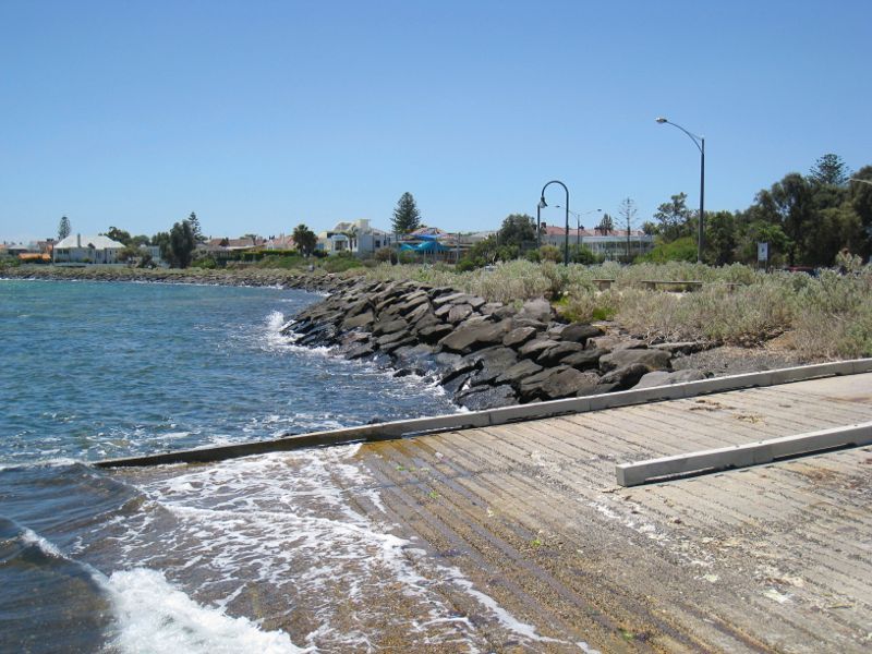 Brighton - Foreshore and beach at end of North Road: Boat ramp viewed from jetty