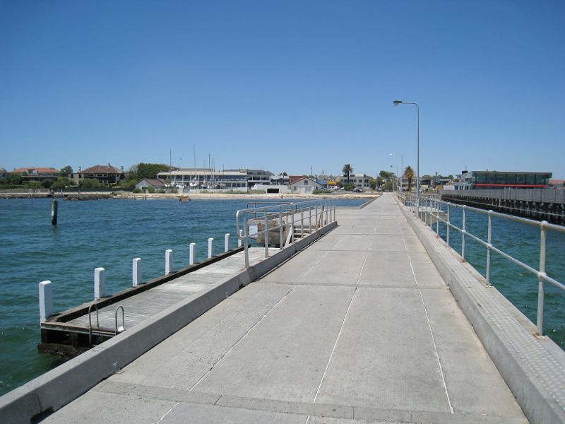 Brighton - Middle Brighton Pier and Royal Brighton Yacht Club Marina: View along pier towards coast