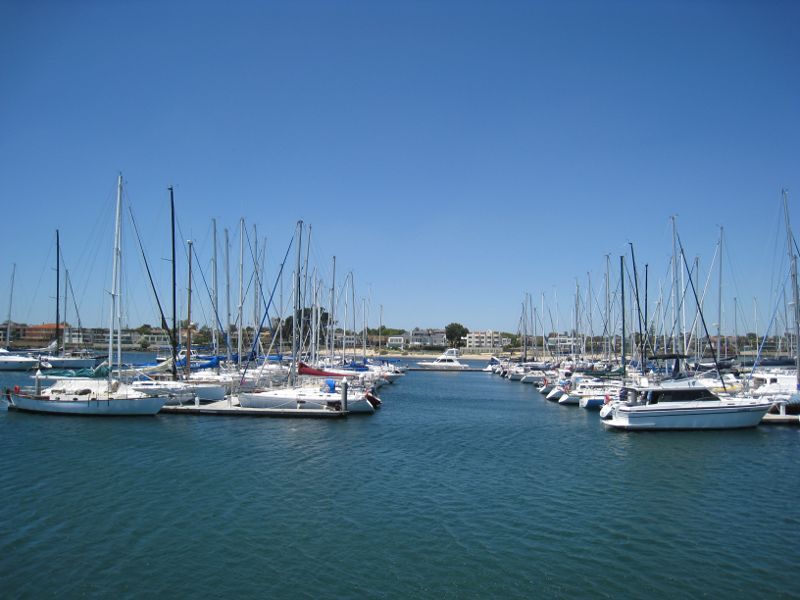Brighton - Middle Brighton Pier and Royal Brighton Yacht Club Marina: Easterly view towards marina from breakwater