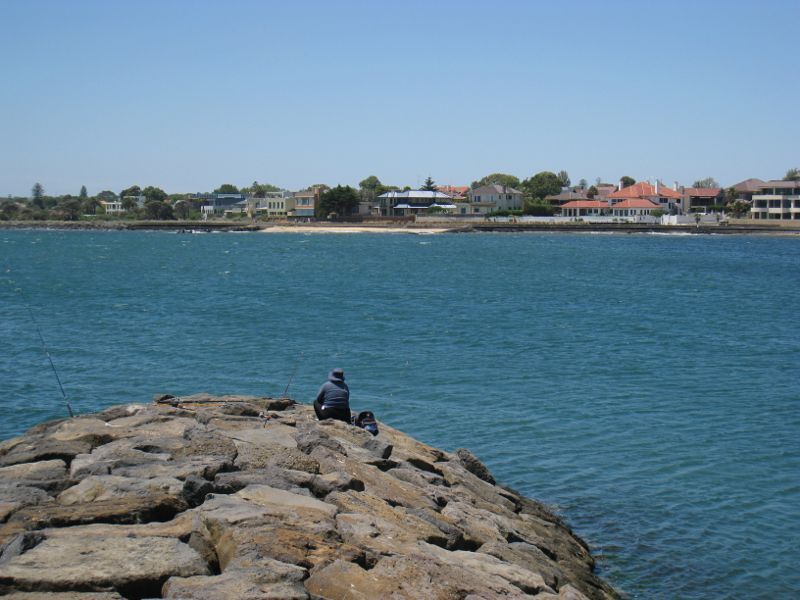 Brighton - Middle Brighton Pier and Royal Brighton Yacht Club Marina: View from northern end of breakwater