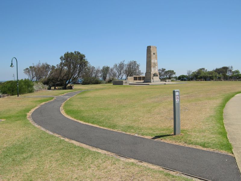 Brighton - Brighton Beach Gardens at Green Point: View through gardens towards war memorial