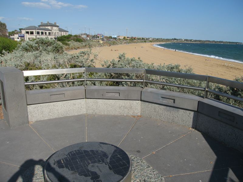 Brighton - Beach and coastline between Green Point and South Road: Green Point viewing platform overlooking beach to the south