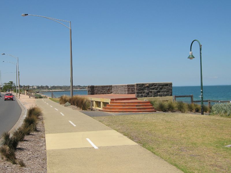 Brighton - Beach and coastline between Green Point and South Road: View south-east along coastal path and foreshore