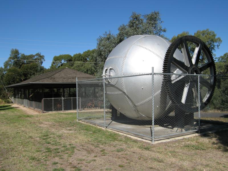 Broadford - South side of High Street between Murchison Street and Sunday Creek: Old straw boiler and Jennifer R Neill Pavilion