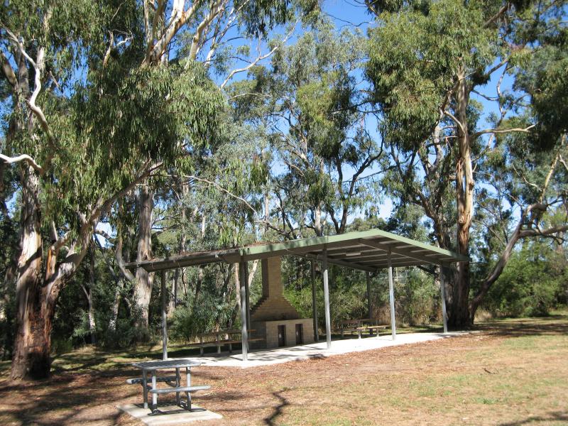 Broadford - Lions Park, High Street at Sunday Creek: BBQ shelter, west side of creek