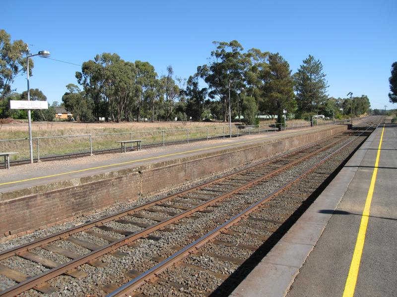 Broadford - Railway station vicinity: View south-west along railway station platform
