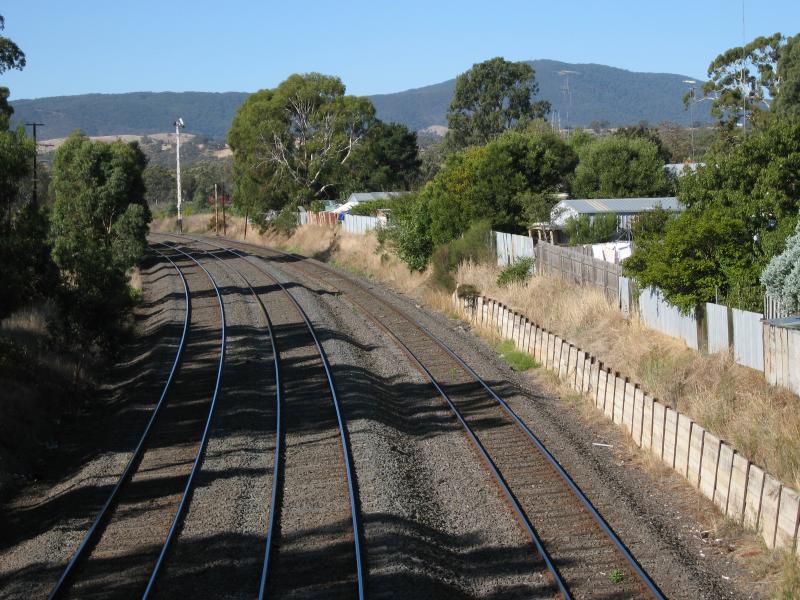 Broadford - Short Street and Strath Creek Road: View north-east along railway line at Short Street Rd overpass
