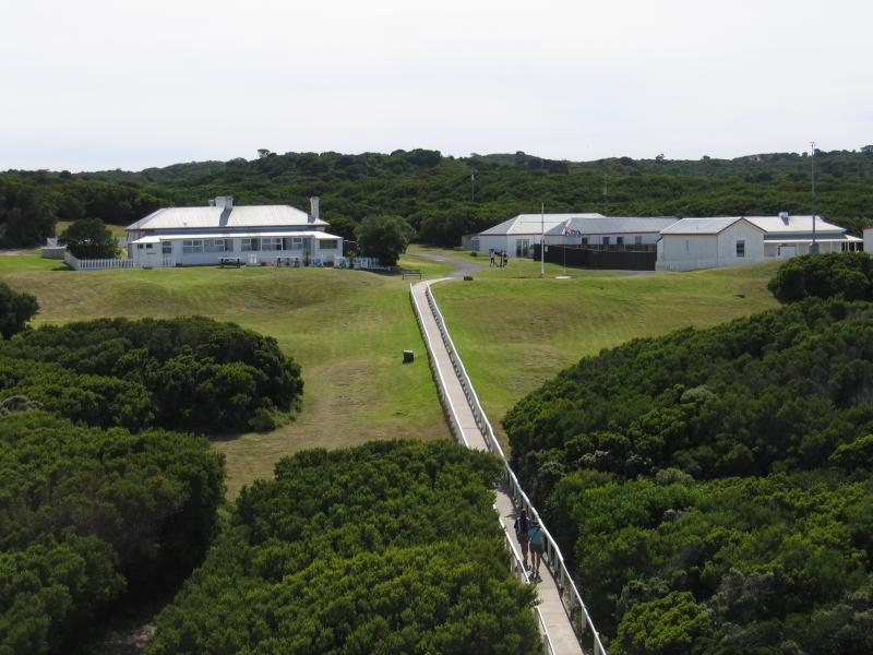 Cape Otway - Cape Otway Lightstation: View from top of lighthouse, back towards Lightkeepers' residences