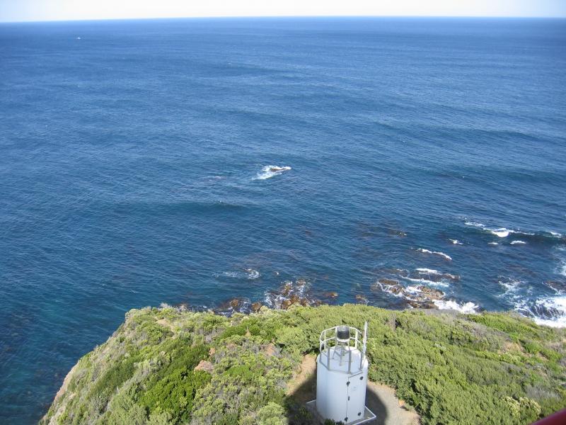 Cape Otway - Cape Otway Lightstation - View south from top of lighthouse towards automatic light beacon