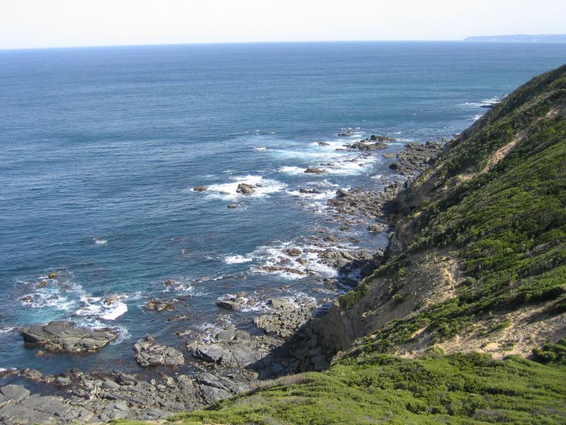 Cape Otway - Cape Otway Lightstation: View west along coast from top of lighthouse
