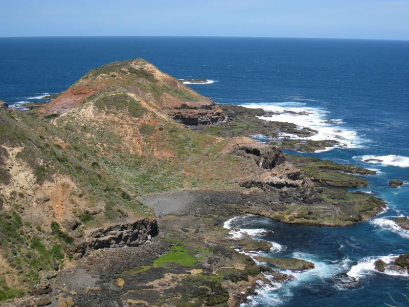 Cape Schanck - Cape Schanck Lighthouse Reserve, end of Cape Schanck Road - View south along coast from lookout at base of lighthouse