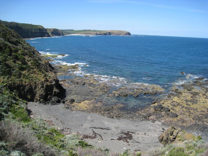 Cape Schanck - Cape Schanck Boardwalk: View east across Bushrangers Bay towards Picnic Point