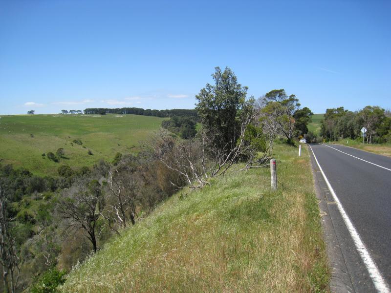 Cape Schanck - Main Creek Picnic Area and surroundings, Boneo Road: View south-east along Boneo Rd west of creek