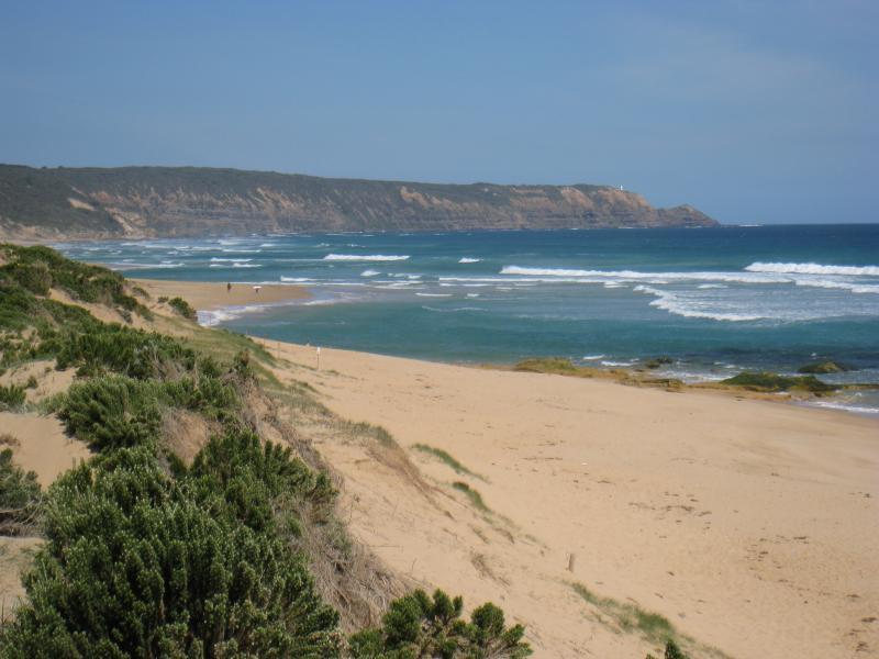 Cape Schanck - Gunnamatta Beach, section where Truemans Road meets the coast: View south-east along coast towards Cape Schanck